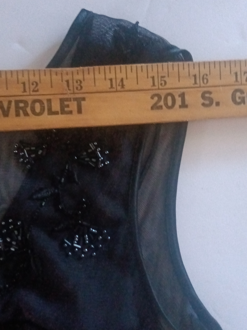 VTG Evan Picone Black Sleeveless Beaded Floral Mesh Midi Cocktail Dress Size 8P - Picture 4 of 7